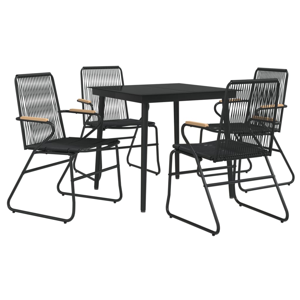 Set mobilier de grădină, 5 piese, negru, ratan PVC GartenMobel Dekor