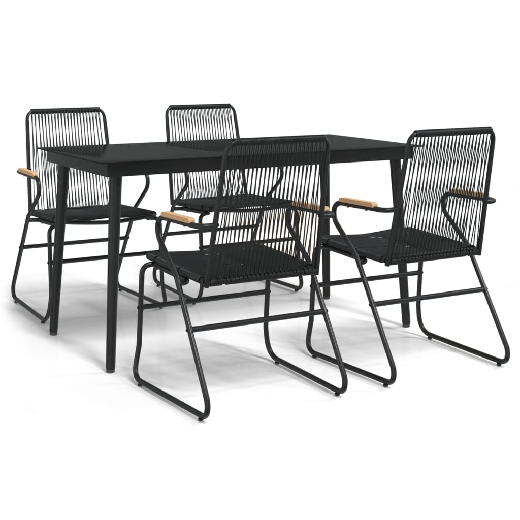 Set mobilier de grădină, 5 piese, negru, ratan PVC GartenMobel Dekor