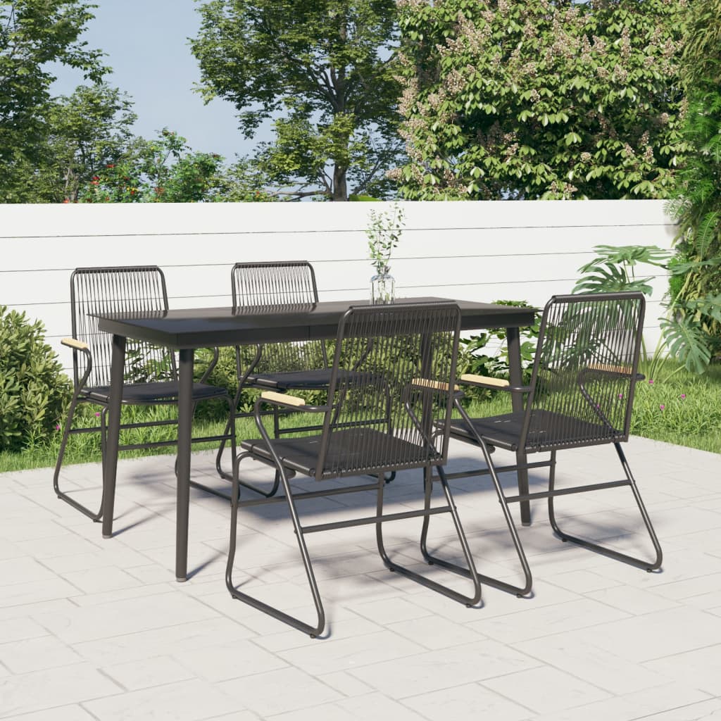 Set mobilier de grădină, 5 piese, negru, ratan PVC GartenMobel Dekor