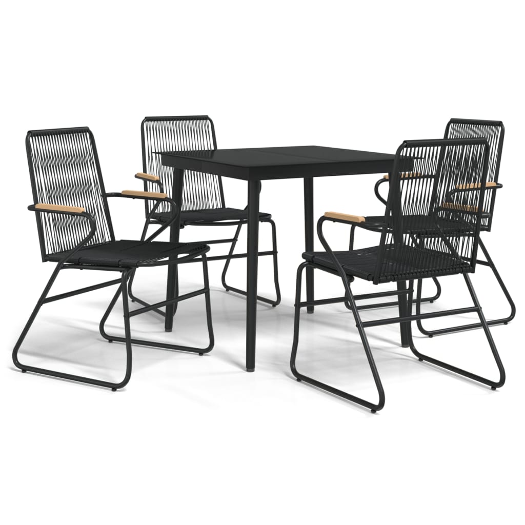 Set mobilier de grădină, 5 piese, negru, ratan PVC GartenMobel Dekor