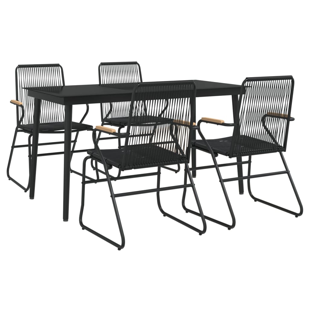Set mobilier de grădină, 5 piese, negru, ratan PVC GartenMobel Dekor
