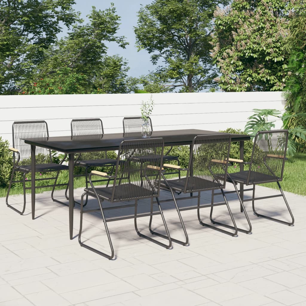 Set mobilier de grădină, 7 piese, negru, ratan PVC GartenMobel Dekor