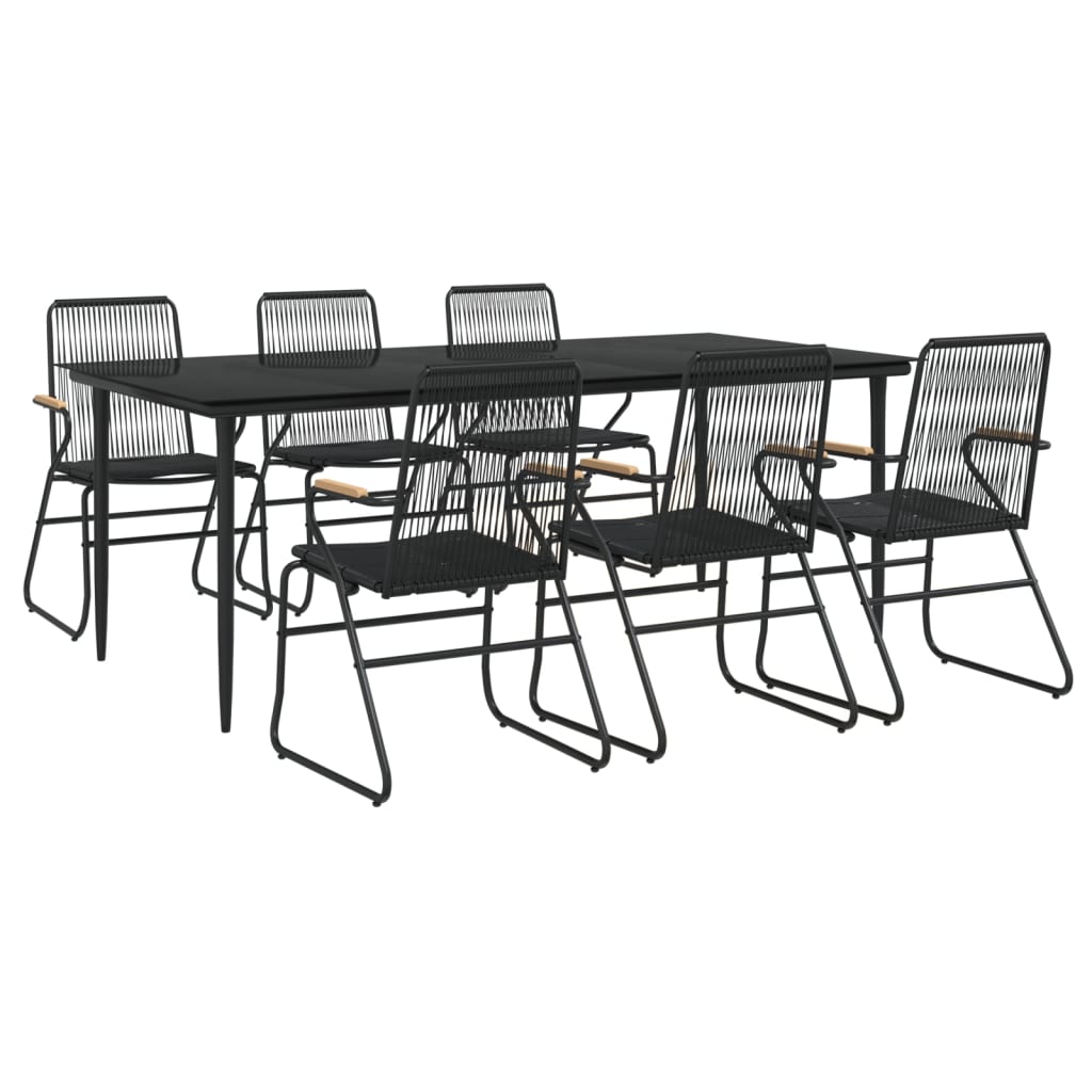 Set mobilier de grădină, 7 piese, negru, ratan PVC GartenMobel Dekor