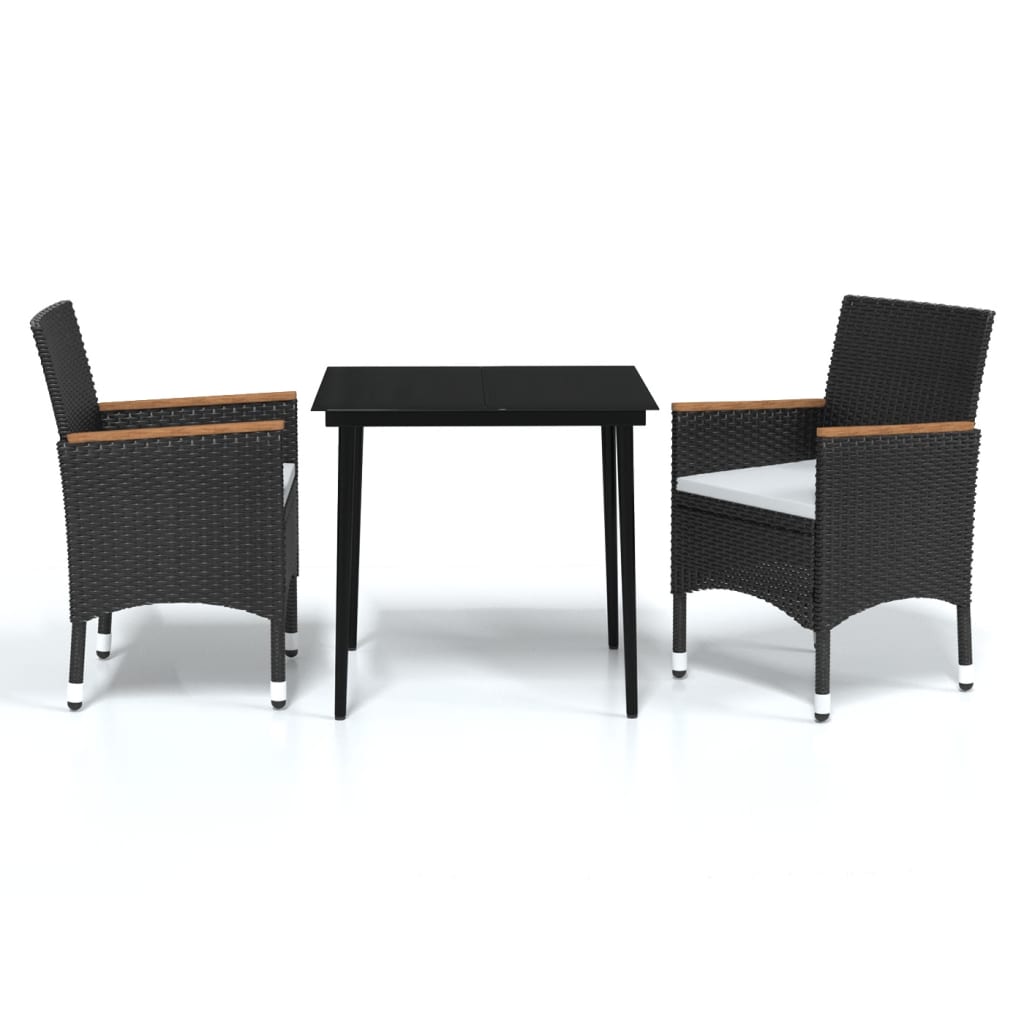 Set mobilier de grădină cu perne, 3 piese, negru GartenMobel Dekor