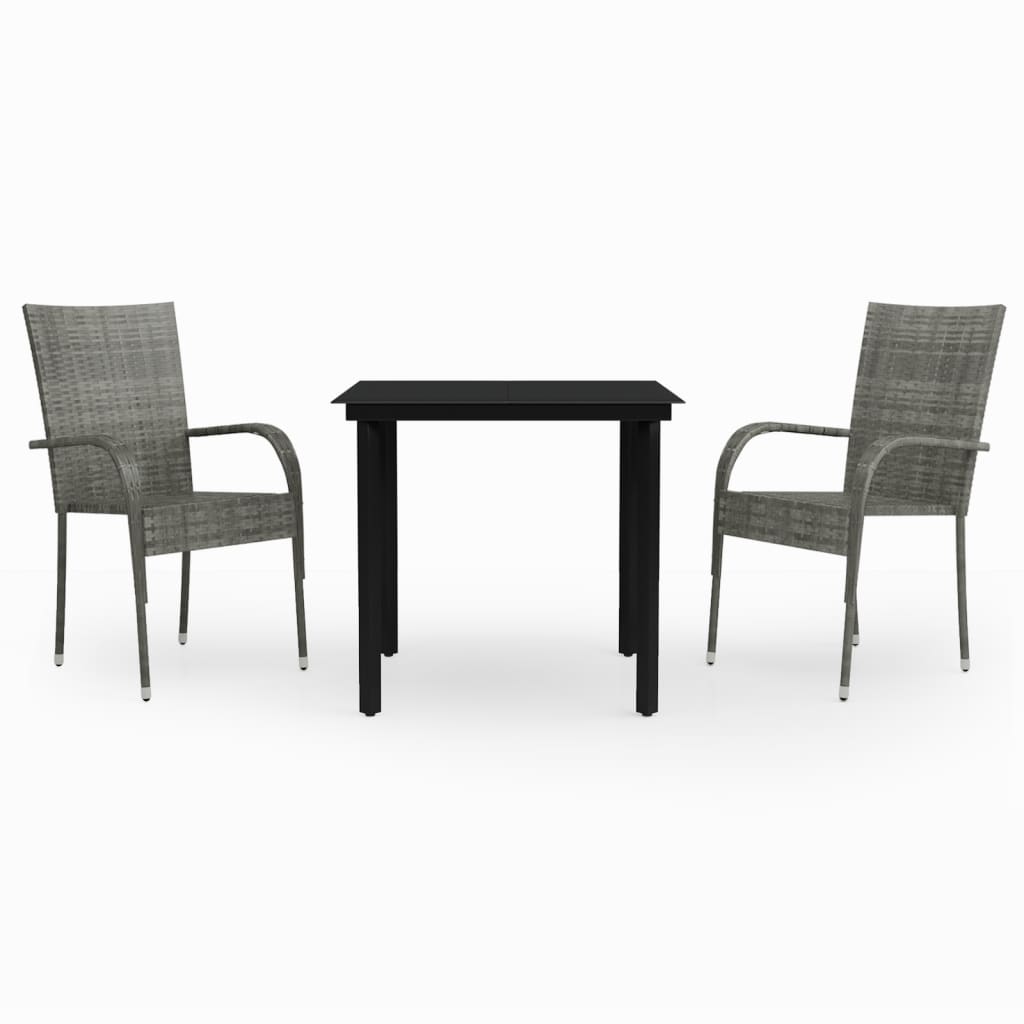 Set mobilier de grădină, 3 piese, gri și negru GartenMobel Dekor