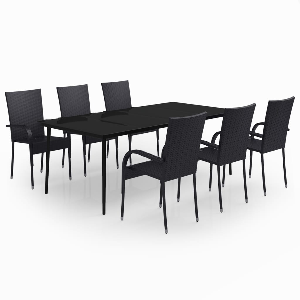 Set mobilier de grădină, negru, 7 piese GartenMobel Dekor
