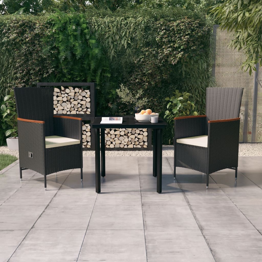 Set mobilier de grădină cu perne, 3 piese, negru GartenMobel Dekor