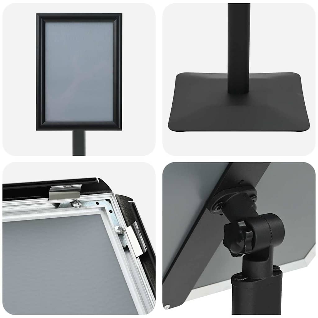 Suport poster tip pedestal Negru a4 Aluminiu și PVC GartenMobel Dekor