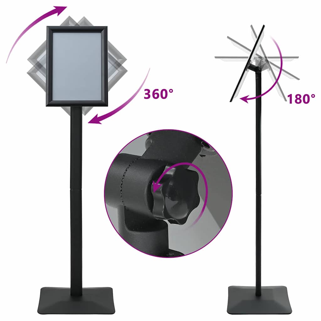 Suport poster tip pedestal Negru a4 Aluminiu și PVC GartenMobel Dekor