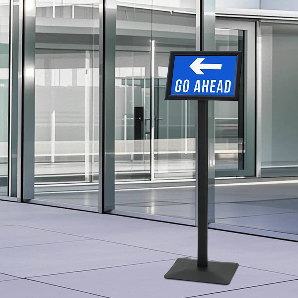 Suport poster tip pedestal Negru a4 Aluminiu și PVC GartenMobel Dekor