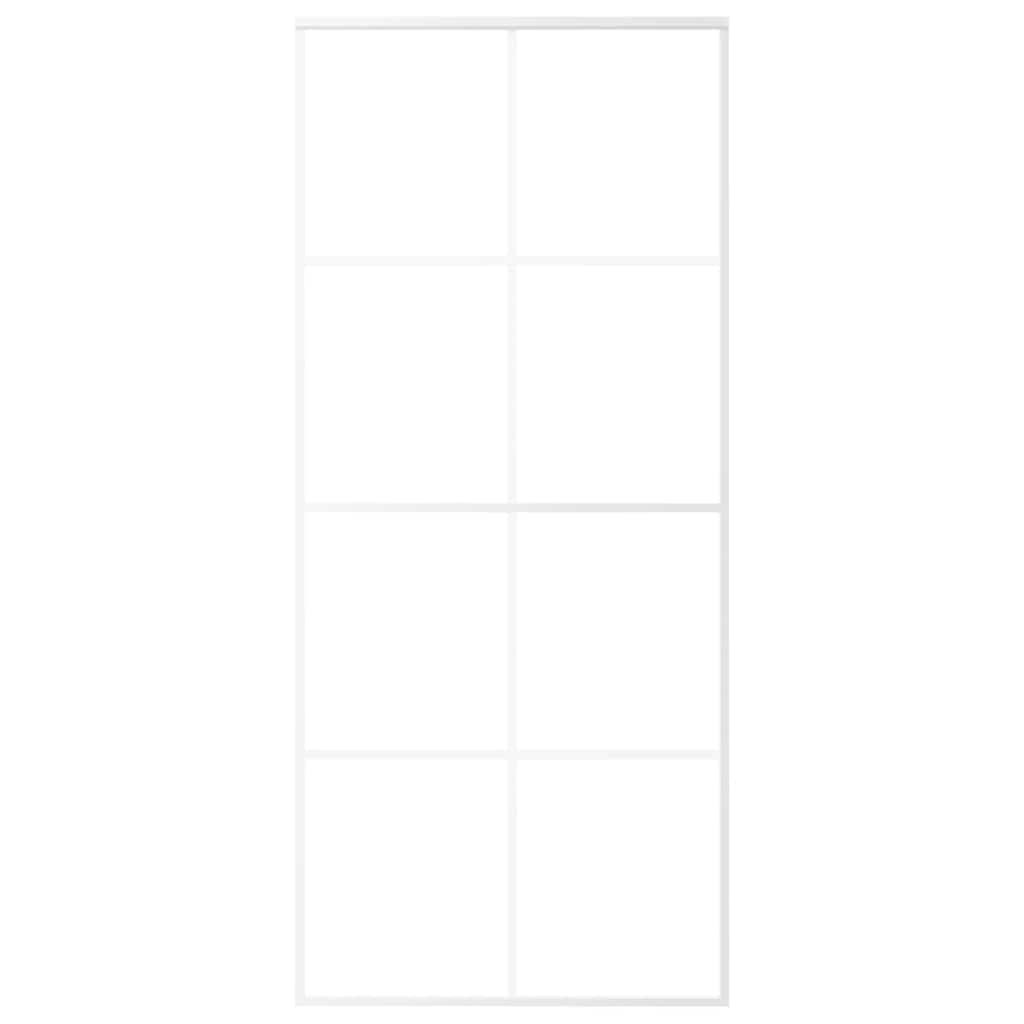 Ușă glisantă, alb, 90x205 cm, sticlă ESG și aluminiu GartenMobel Dekor