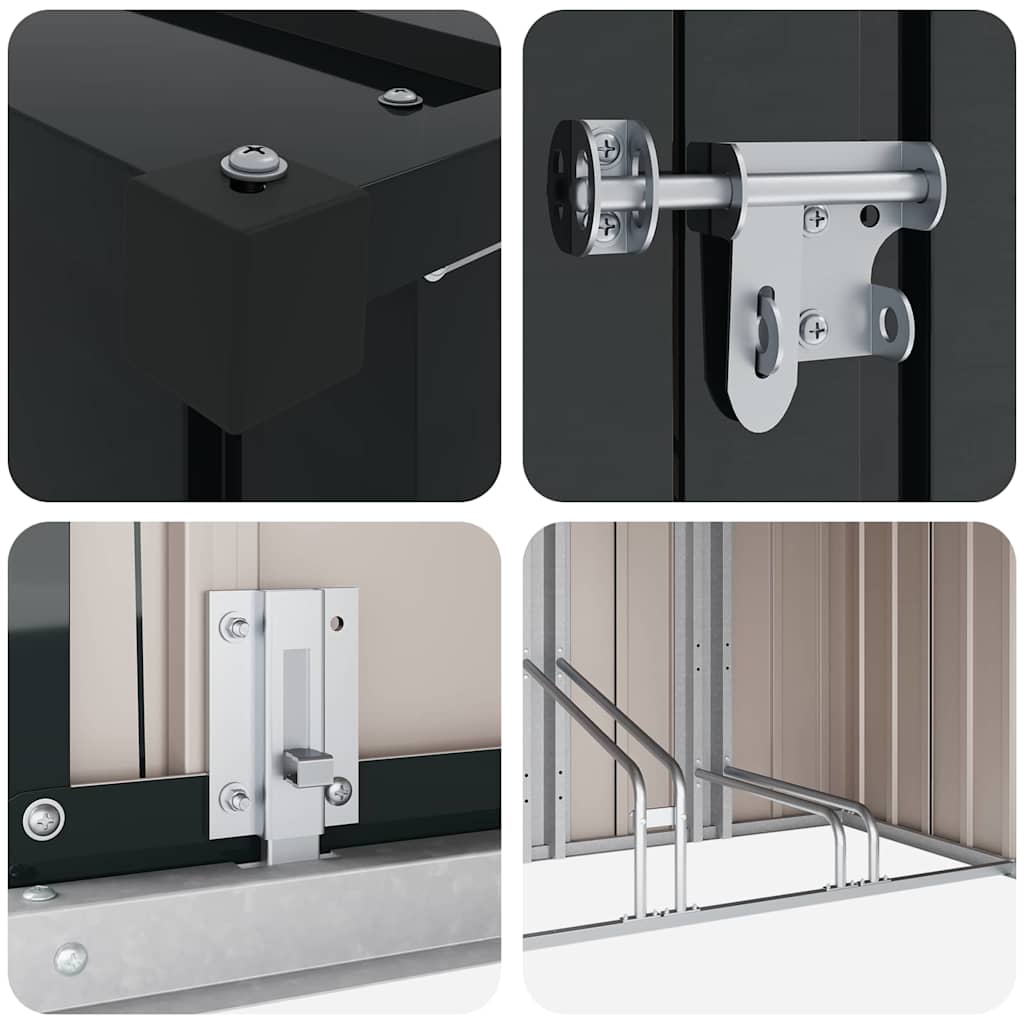 Shed pentru biciclete 3 pcs Antracit 215 x 206 x 157 cm Metal GartenMobel Dekor