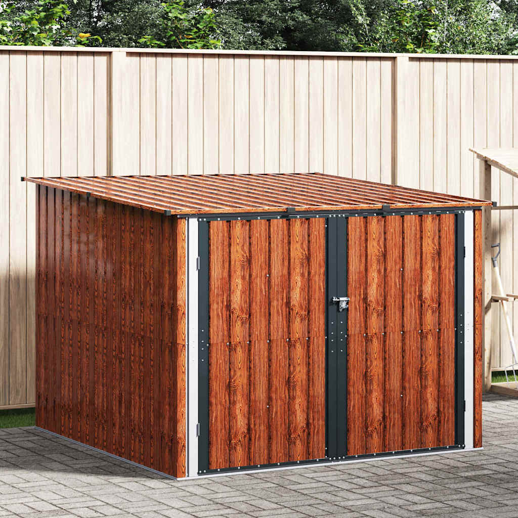 Shed pentru biciclete 3 pcs Maro 215 x 206 x 157 cm Metal GartenMobel Dekor