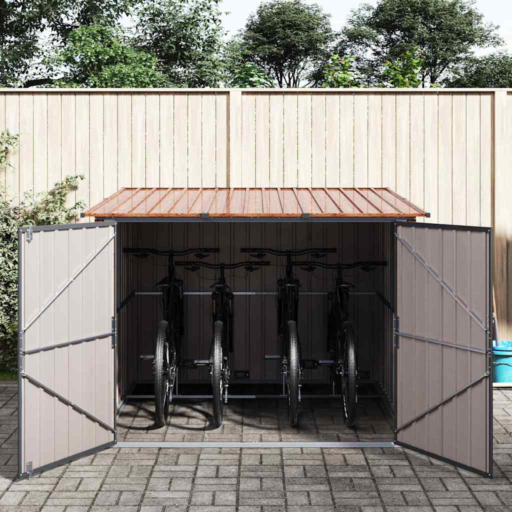 Shed pentru biciclete 3 pcs Maro 215 x 206 x 157 cm Metal GartenMobel Dekor