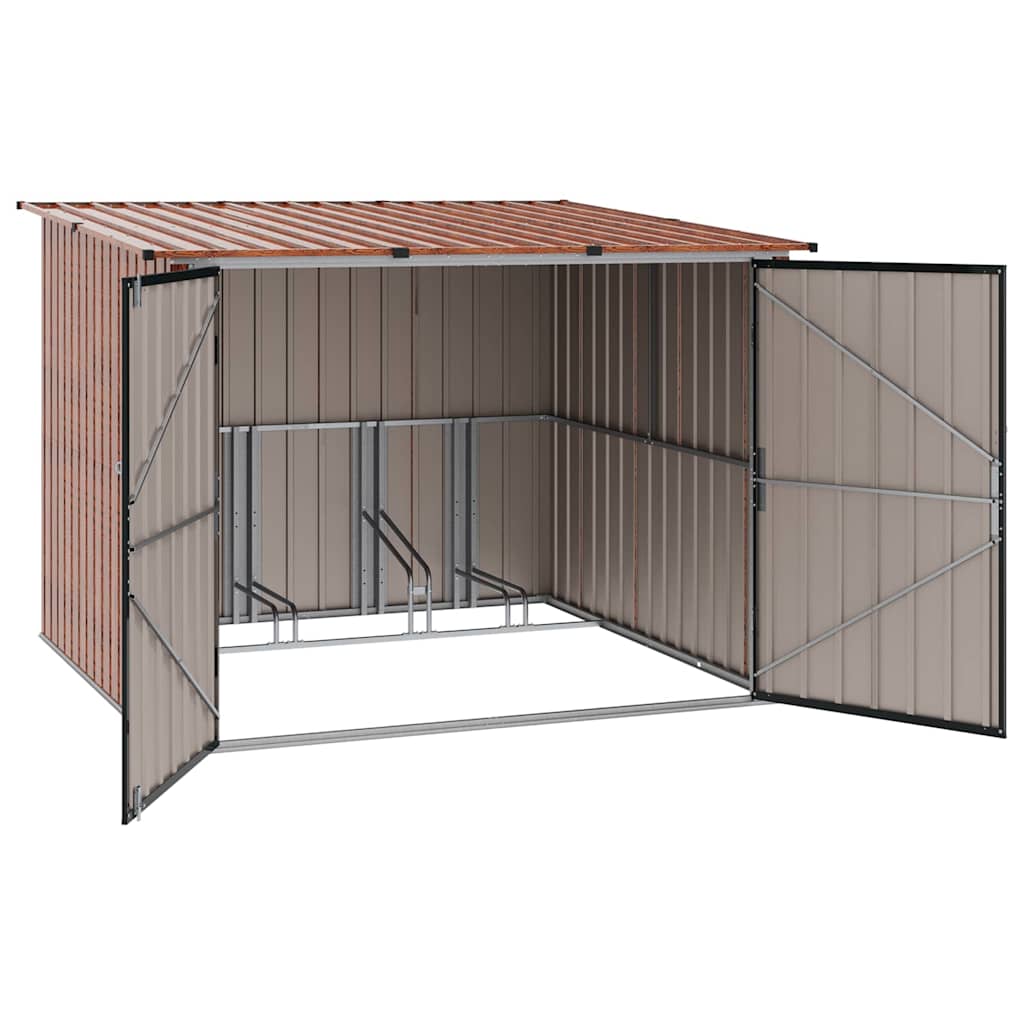 Shed pentru biciclete 3 pcs Maro 215 x 206 x 157 cm Metal GartenMobel Dekor
