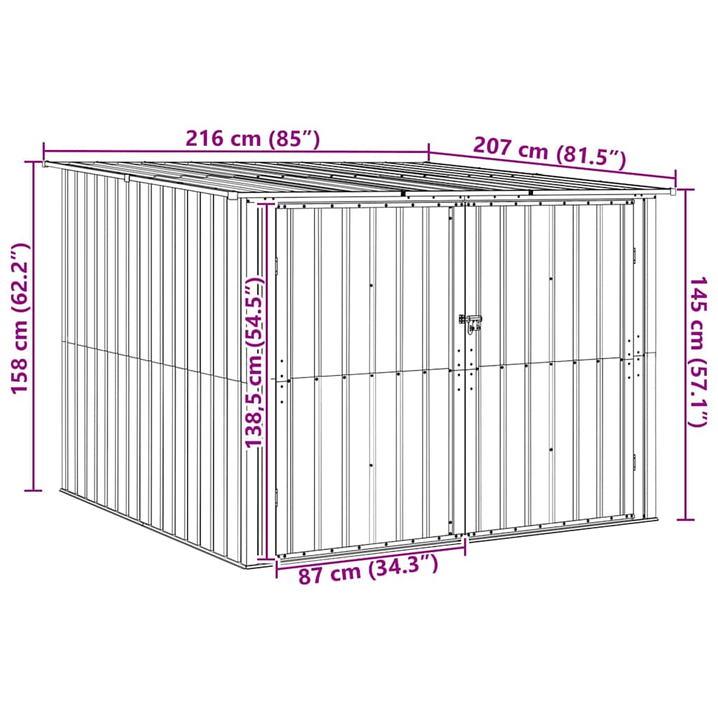 Shed pentru biciclete 3 pcs Maro 215 x 206 x 157 cm Metal GartenMobel Dekor