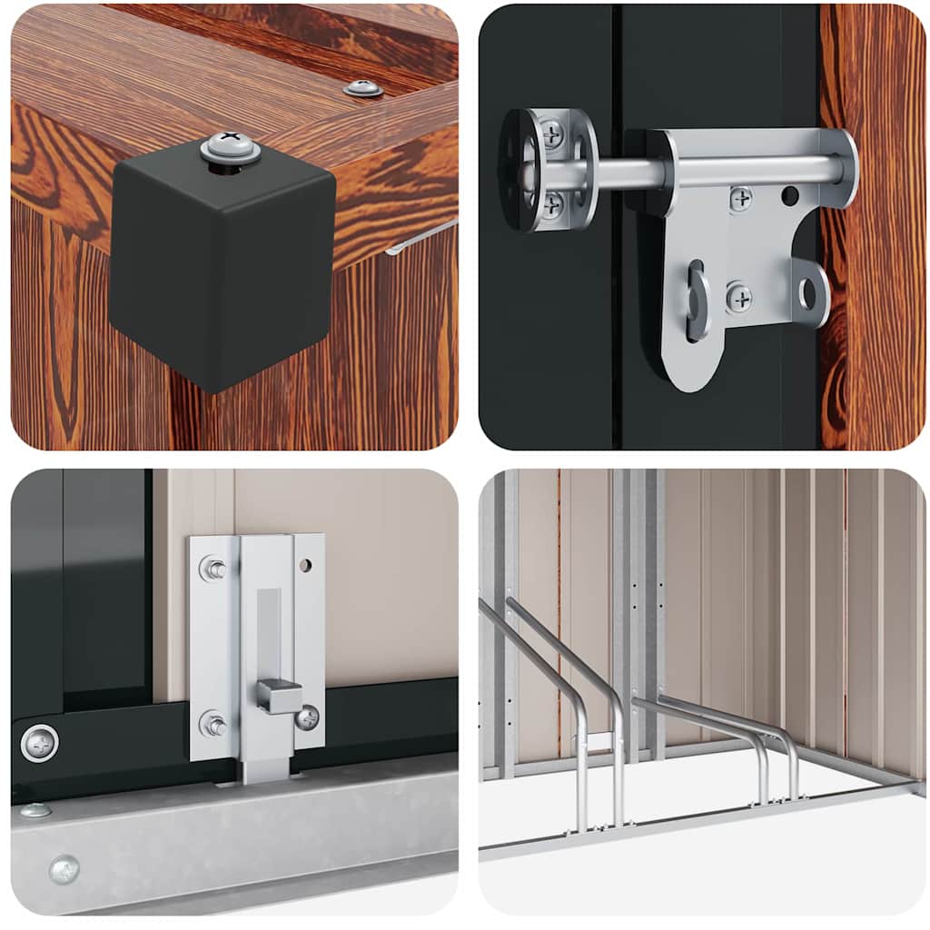 Shed pentru biciclete 3 pcs Maro 215 x 206 x 157 cm Metal GartenMobel Dekor