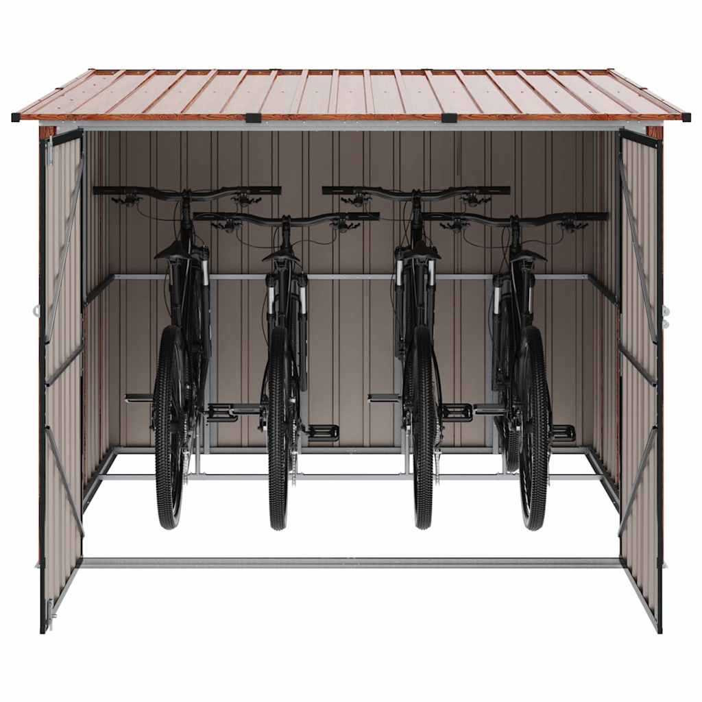 Shed pentru biciclete 3 pcs Maro 215 x 206 x 157 cm Metal GartenMobel Dekor