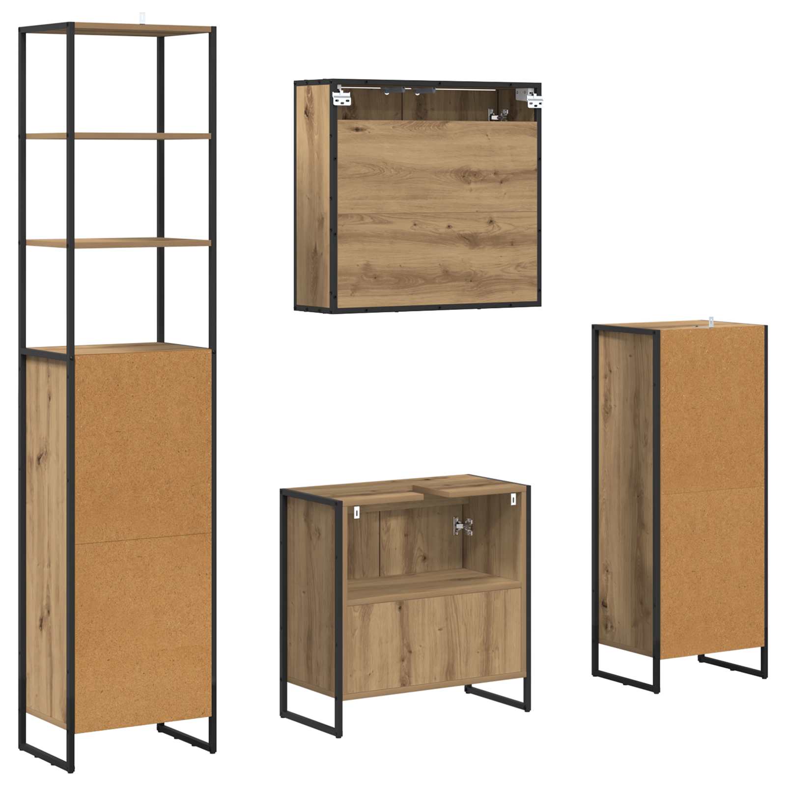 Set de mobilier pentru baie Stejar Artizanal Lemn compozit GartenMobel Dekor