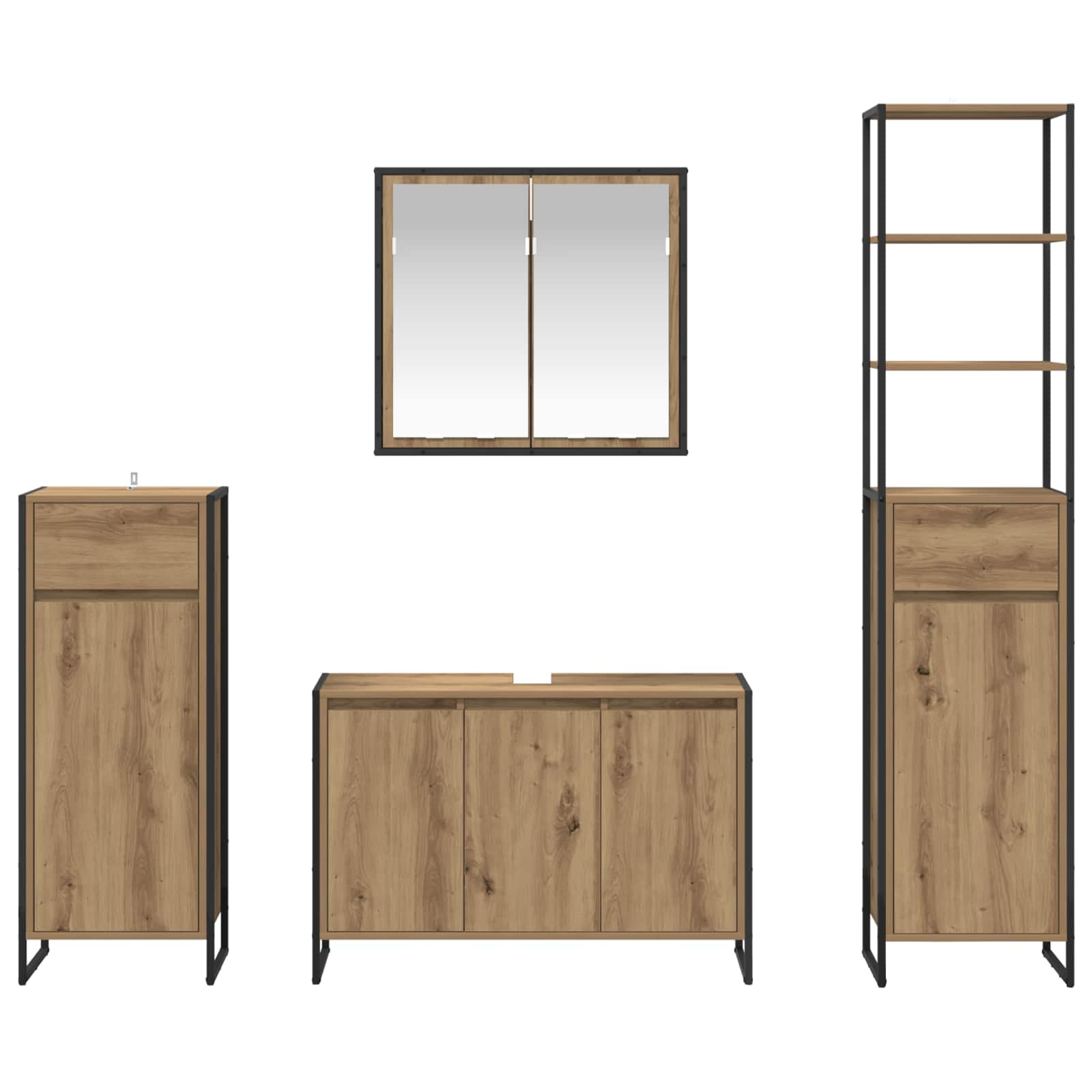 Set de mobilier pentru baie Stejar Artizanal Lemn compozit GartenMobel Dekor