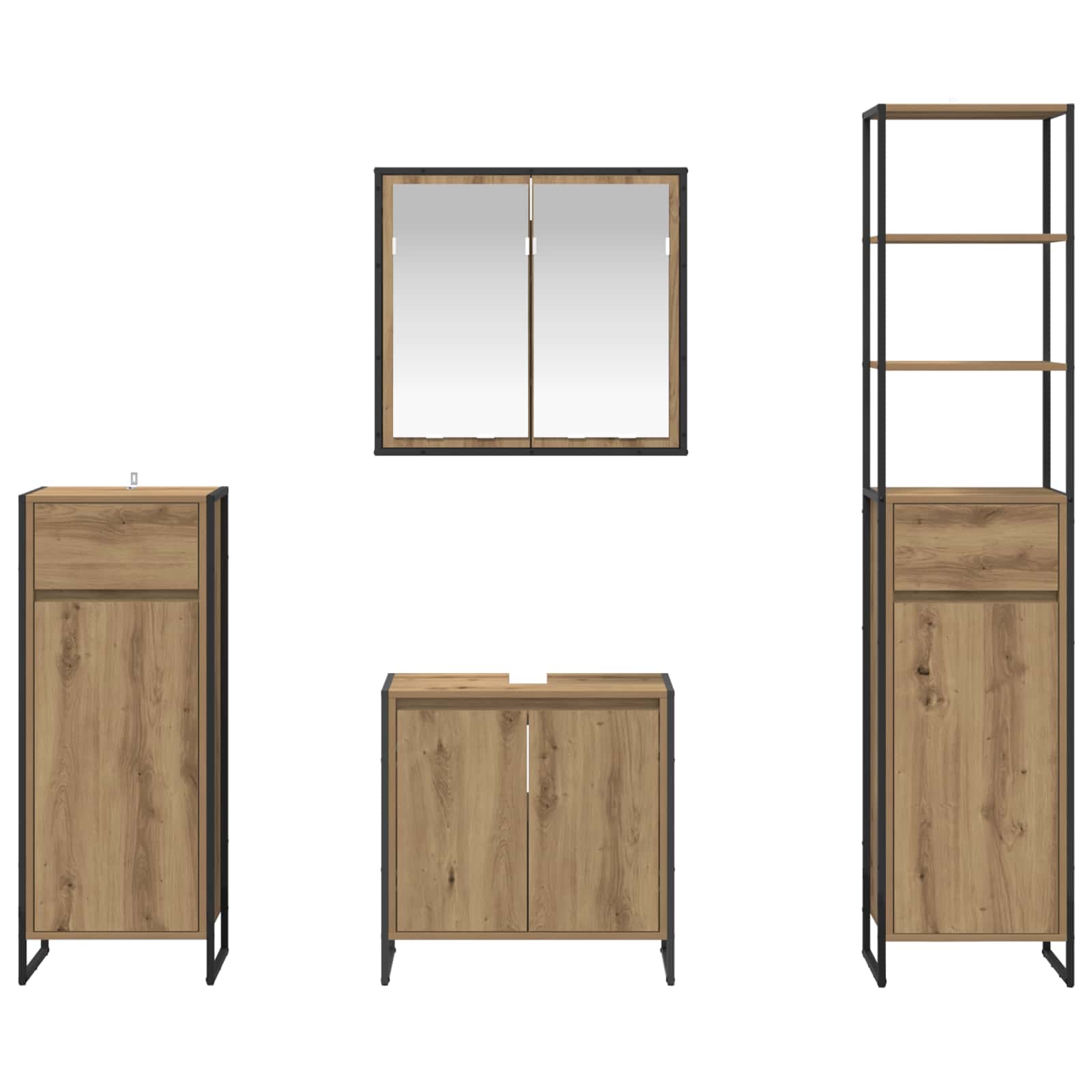 Set de mobilier pentru baie Stejar Artizanal Lemn compozit GartenMobel Dekor