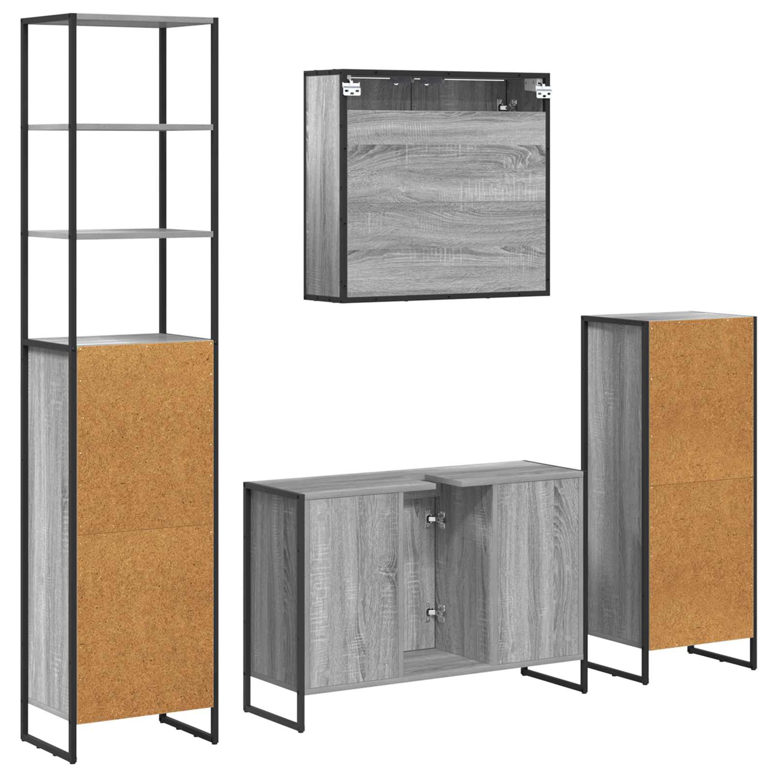 Set de mobilier pentru baie cu sertar Gri Sonoma Lemn compozit GartenMobel Dekor