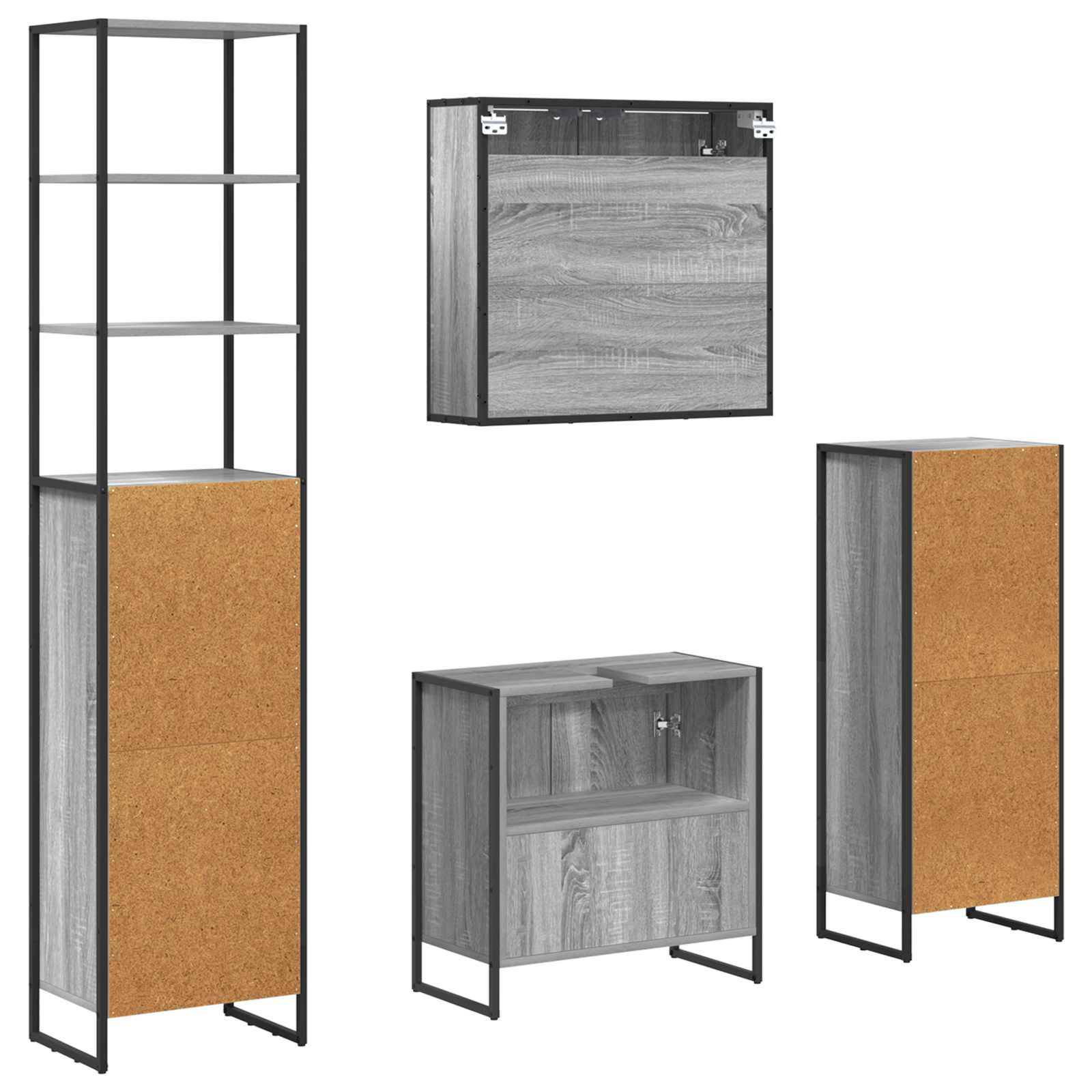 Set de mobilier pentru baie cu sertar Gri Sonoma Lemn compozit GartenMobel Dekor