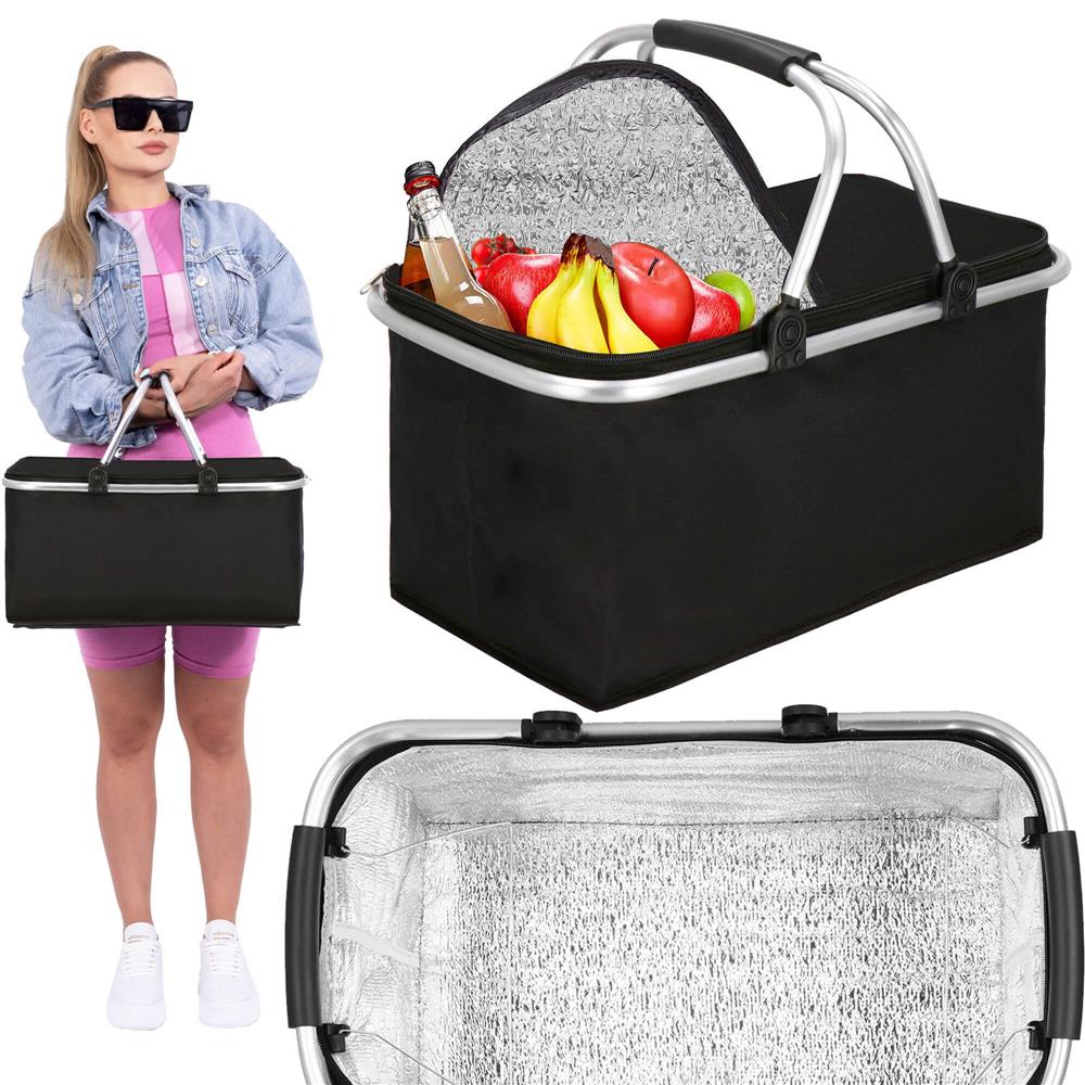 Geanta pentru picnic sau plaja, termoizolanta, 28 litri, negru Household NewTrend