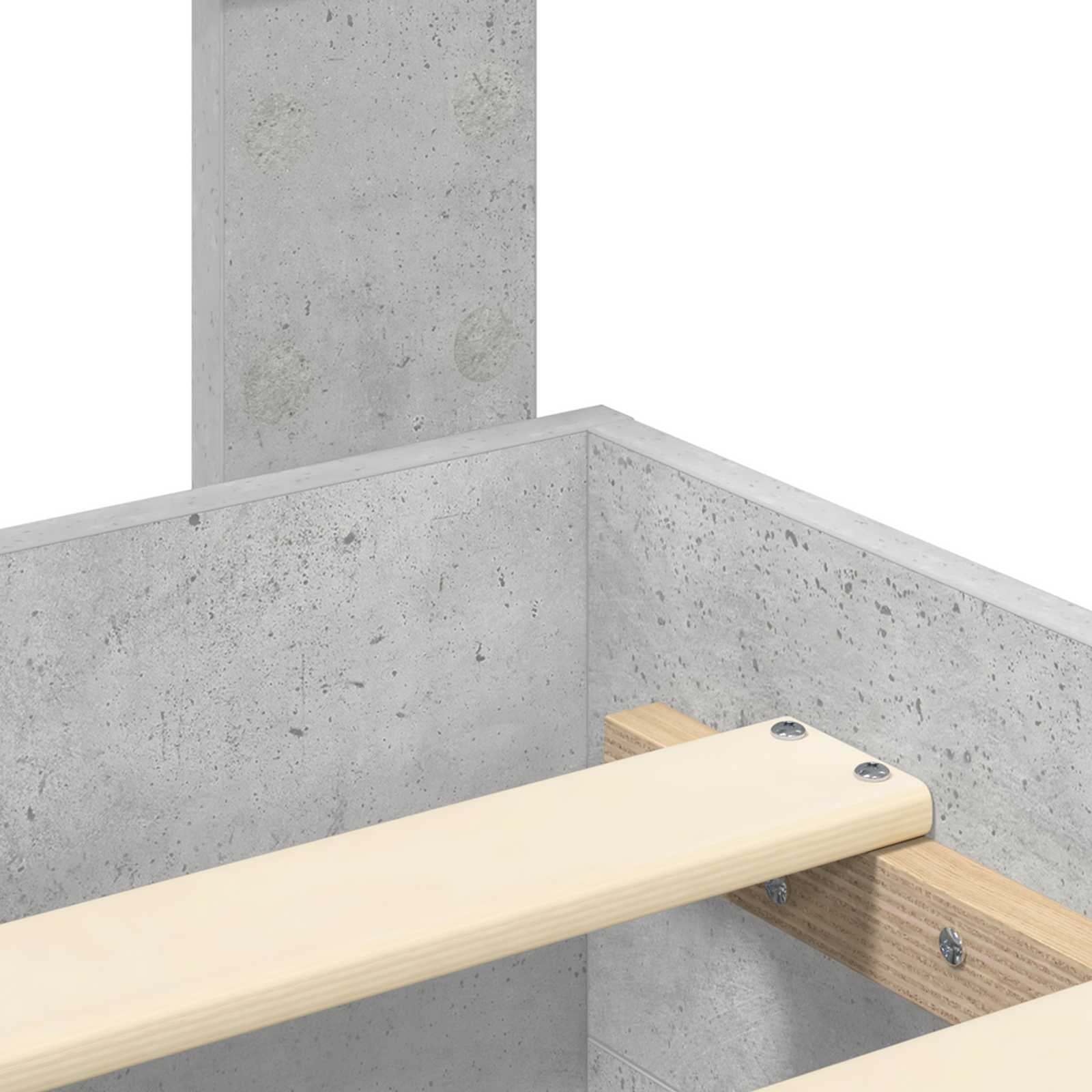 Cadru de pat cu sertar Gri din beton 135 x 190 cm Lemn compozit GartenMobel Dekor