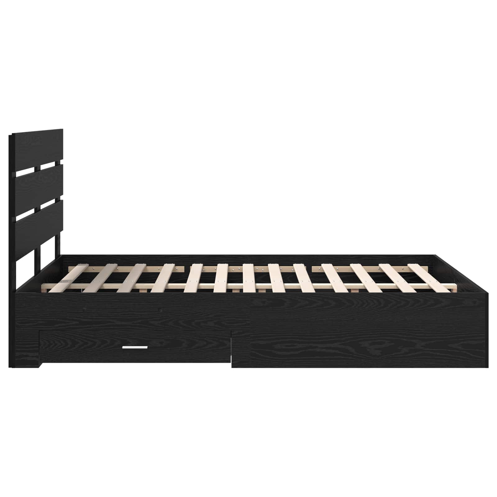 Cadru de pat cu sertar Stejar Negru 140 x 190 cm Lemn compozit GartenMobel Dekor