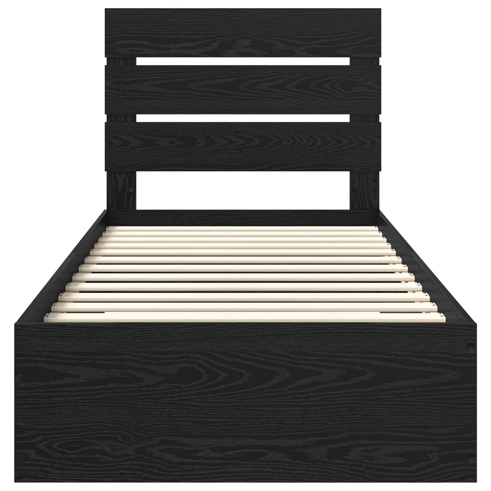 Cadru de pat cu sertar Stejar Negru 90 x 190 cm Lemn compozit GartenMobel Dekor