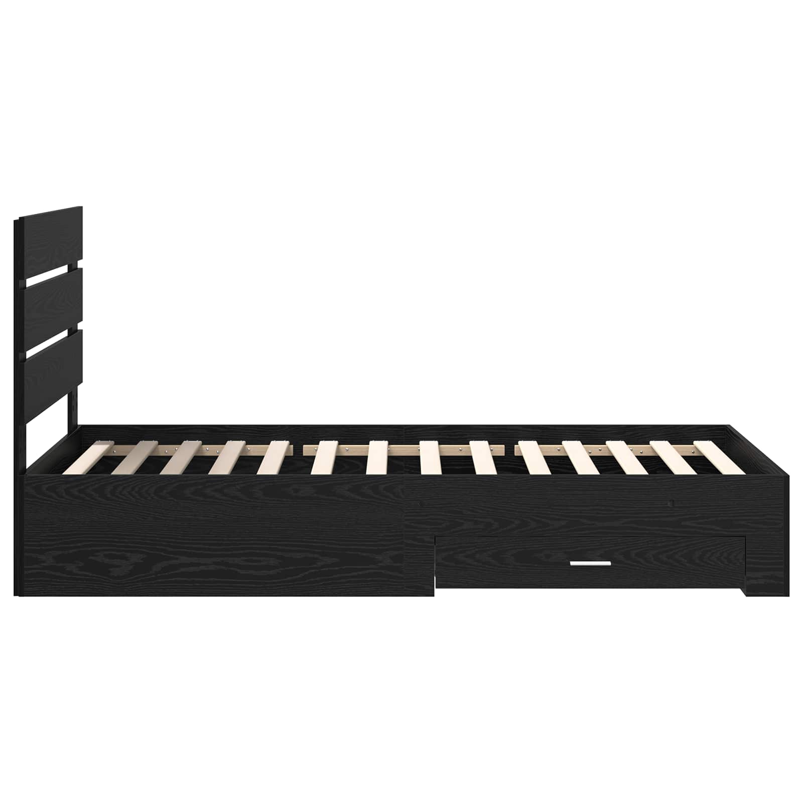 Cadru de pat cu sertar Stejar Negru 90 x 190 cm Lemn compozit GartenMobel Dekor