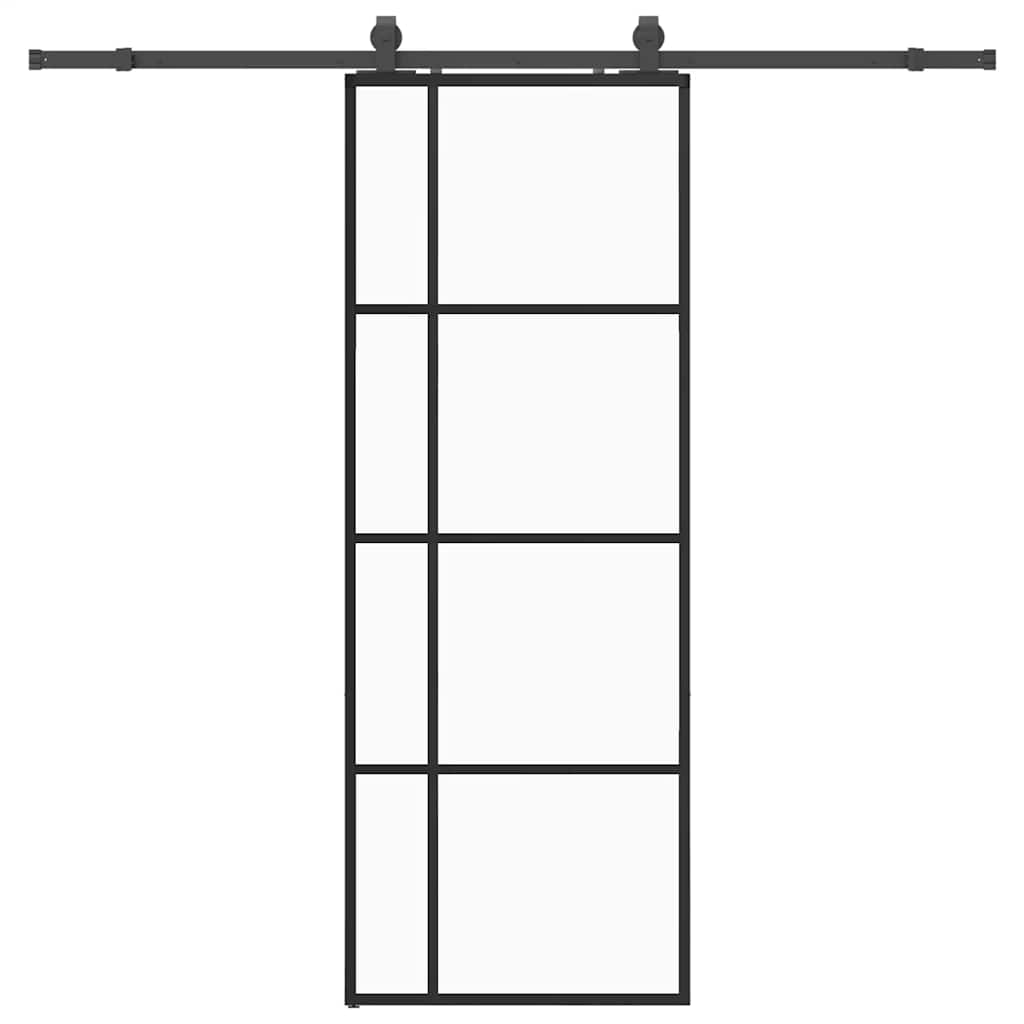 Ușă glisantă cu set de feronerie neagră 76x205 cm Sticlă ESG GartenMobel Dekor