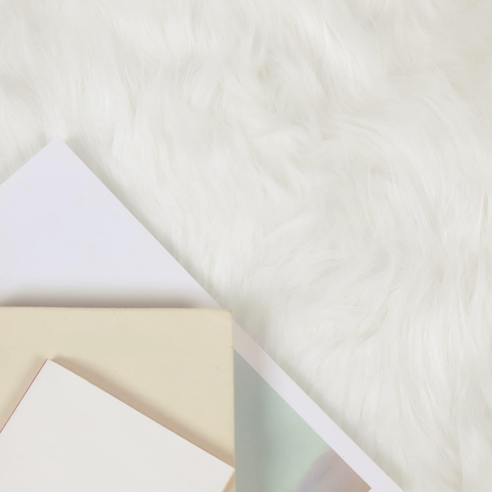 Covor din Lână Faux Tafalla Alb 60 x 90 cm Poliester GartenMobel Dekor