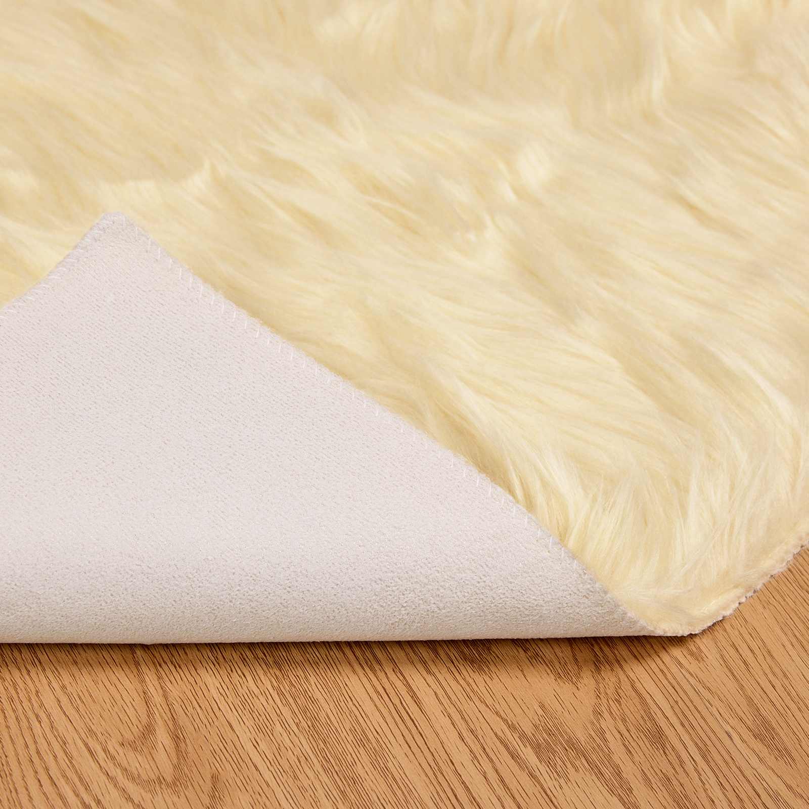 Covor din Lână Faux Tafalla Crem 140 x 200 cm Poliester GartenMobel Dekor