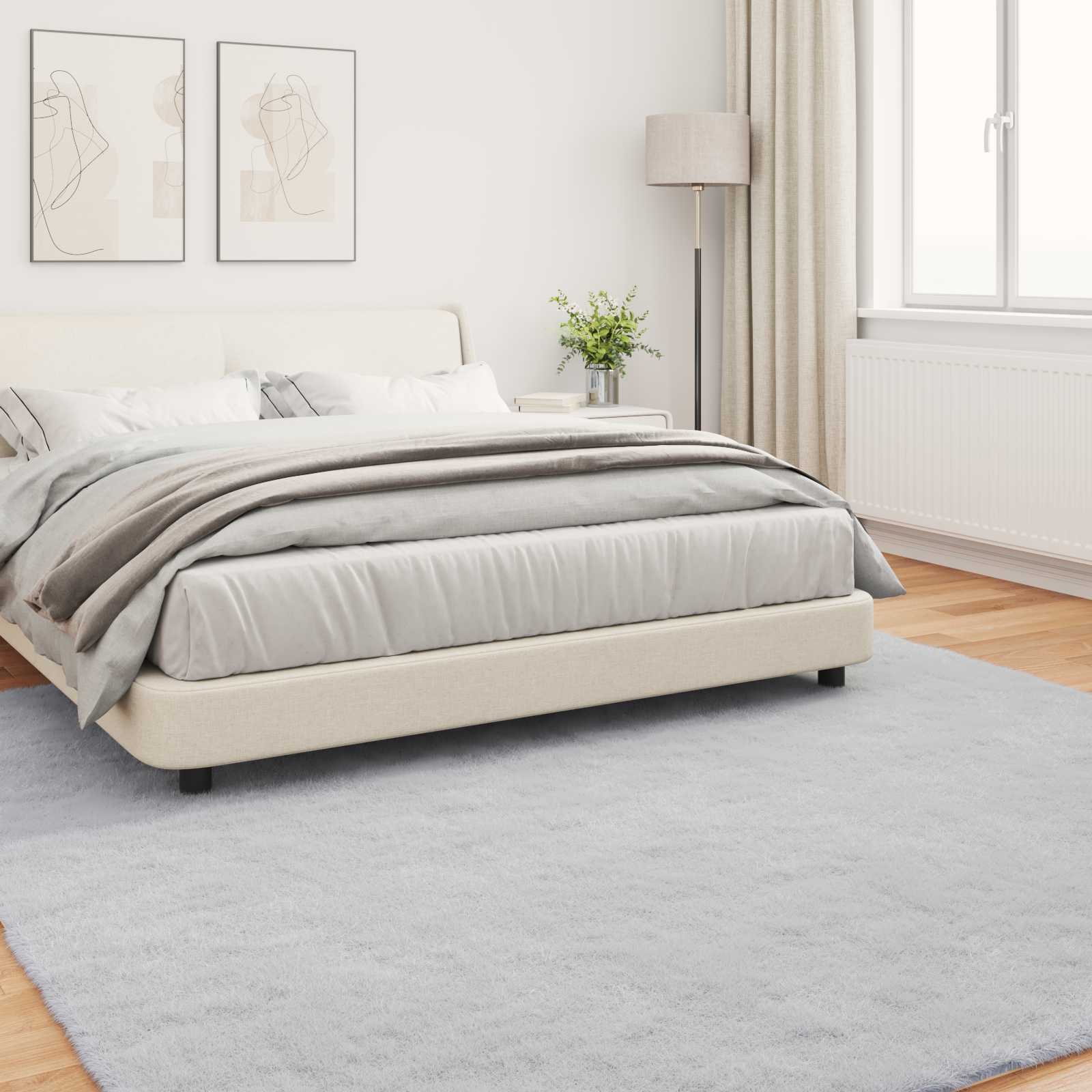 Covor din Blană Faux de Iepure Olite Gri 200 x 200 cm Poliester GartenMobel Dekor