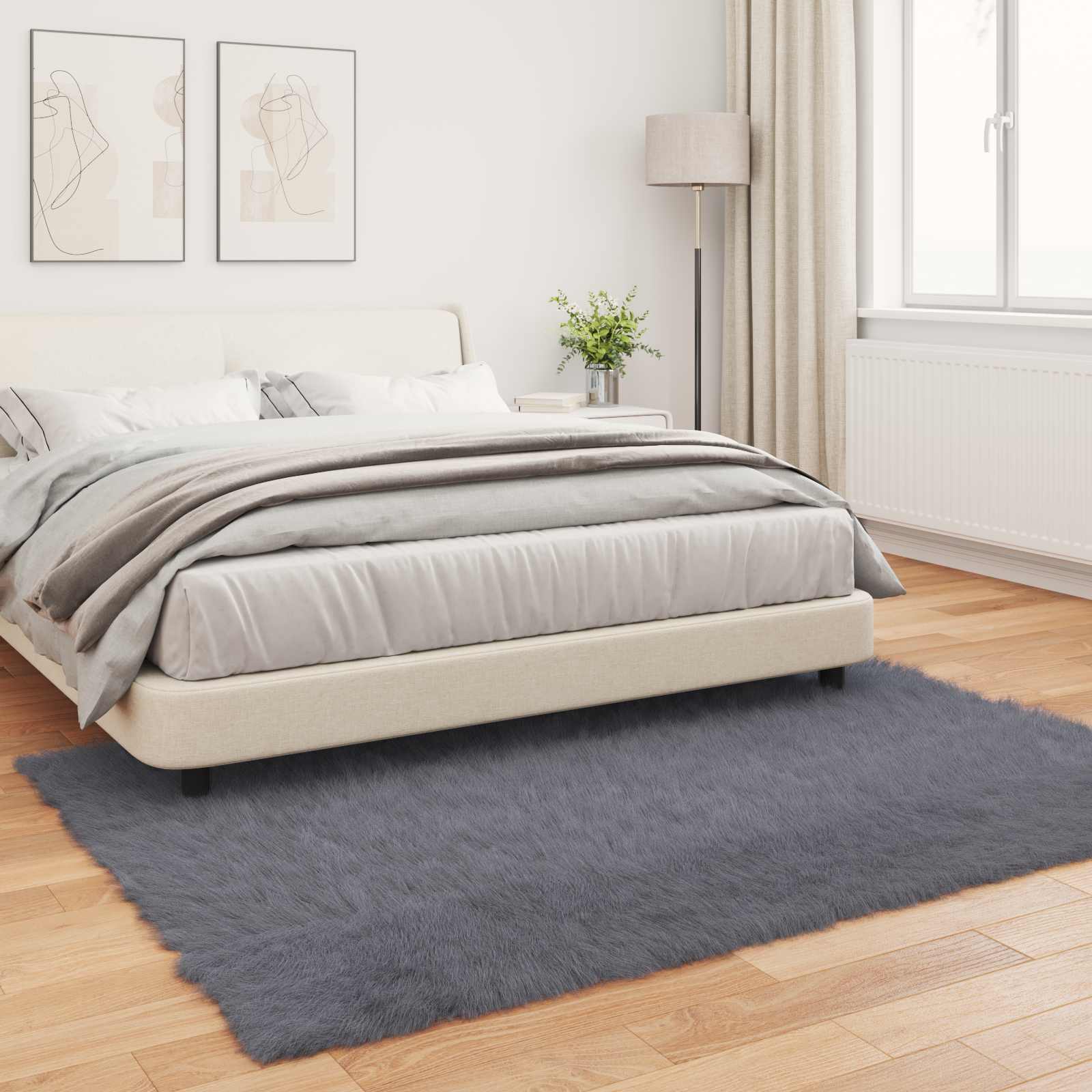 Covor din Lână Faux Tafalla Antracit 120 x 170 cm Poliester GartenMobel Dekor