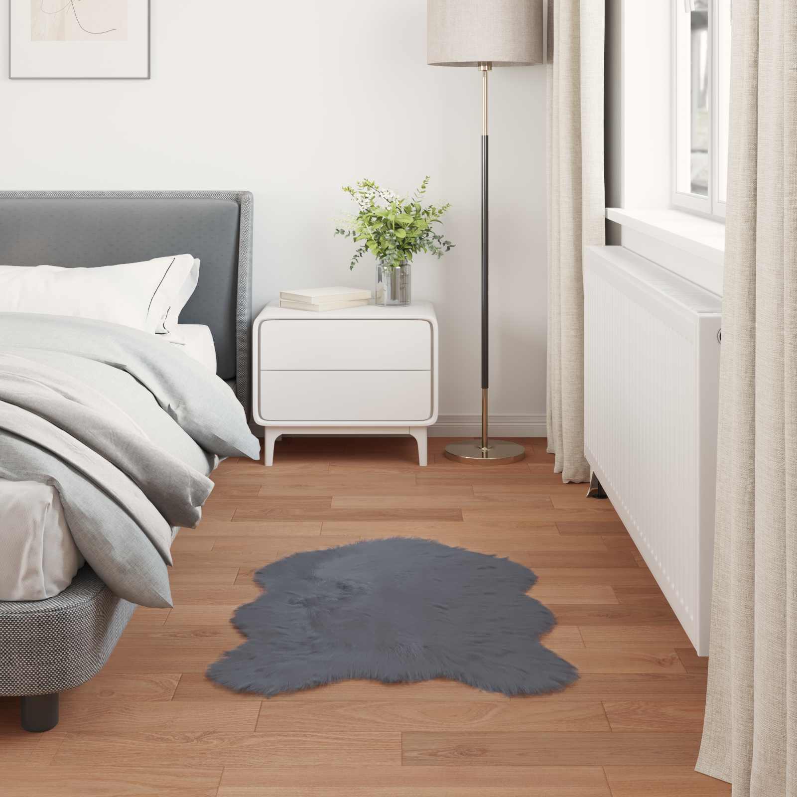 Covor din Lână Faux Tafalla Antracit 80 x 120 cm Poliester GartenMobel Dekor