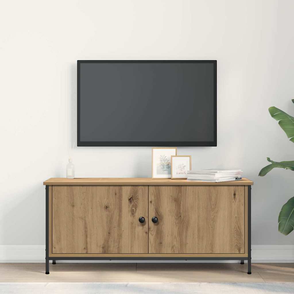 Cabinet TV Stejar Artizanal 100 x 35 x 45 cm Lemn compozit GartenMobel Dekor