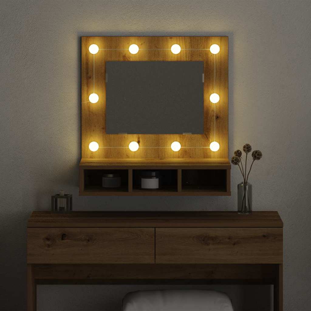 Dulap cu oglindă cu raft stejar artizanal 62 x 31.5 x 62 cm GartenMobel Dekor