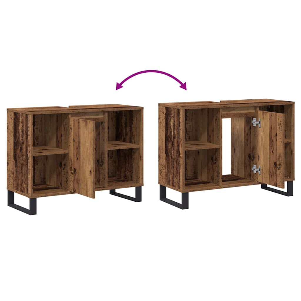 Dulap de Baie cu raft Lemn Vechi 80 x 33 x 60 cm Lemn compozit GartenMobel Dekor