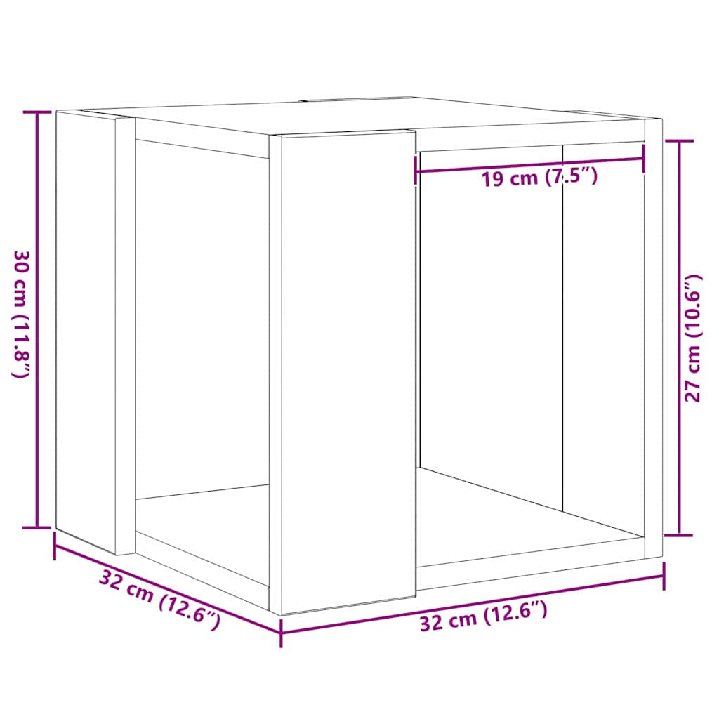 Masă de cafea Stejar Artizanal 32 x 32 x 30 cm Lemn compozit GartenMobel Dekor