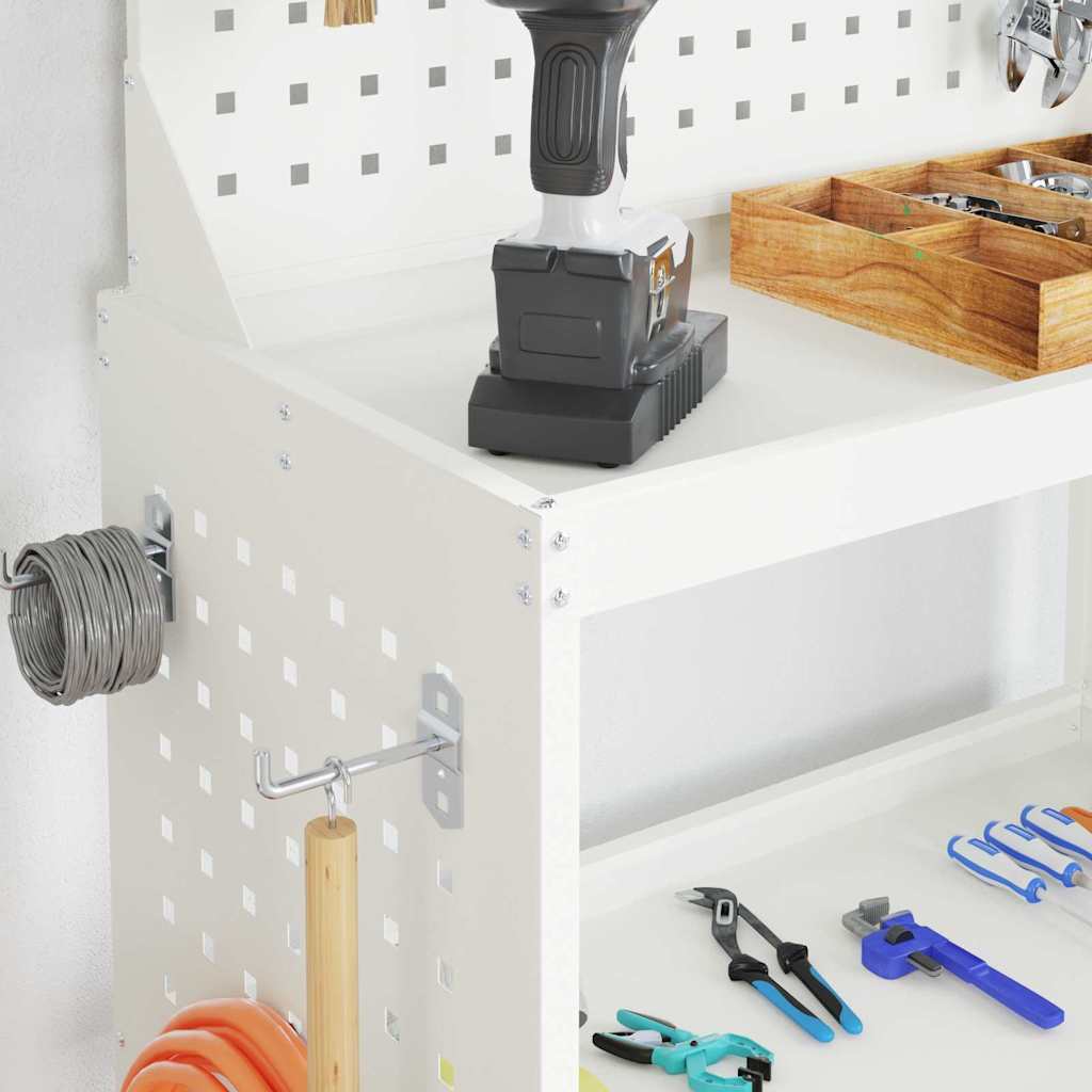 Cărucior pentru unelte cu raft cu roata Alb 65 x 35 x 111 cm GartenMobel Dekor