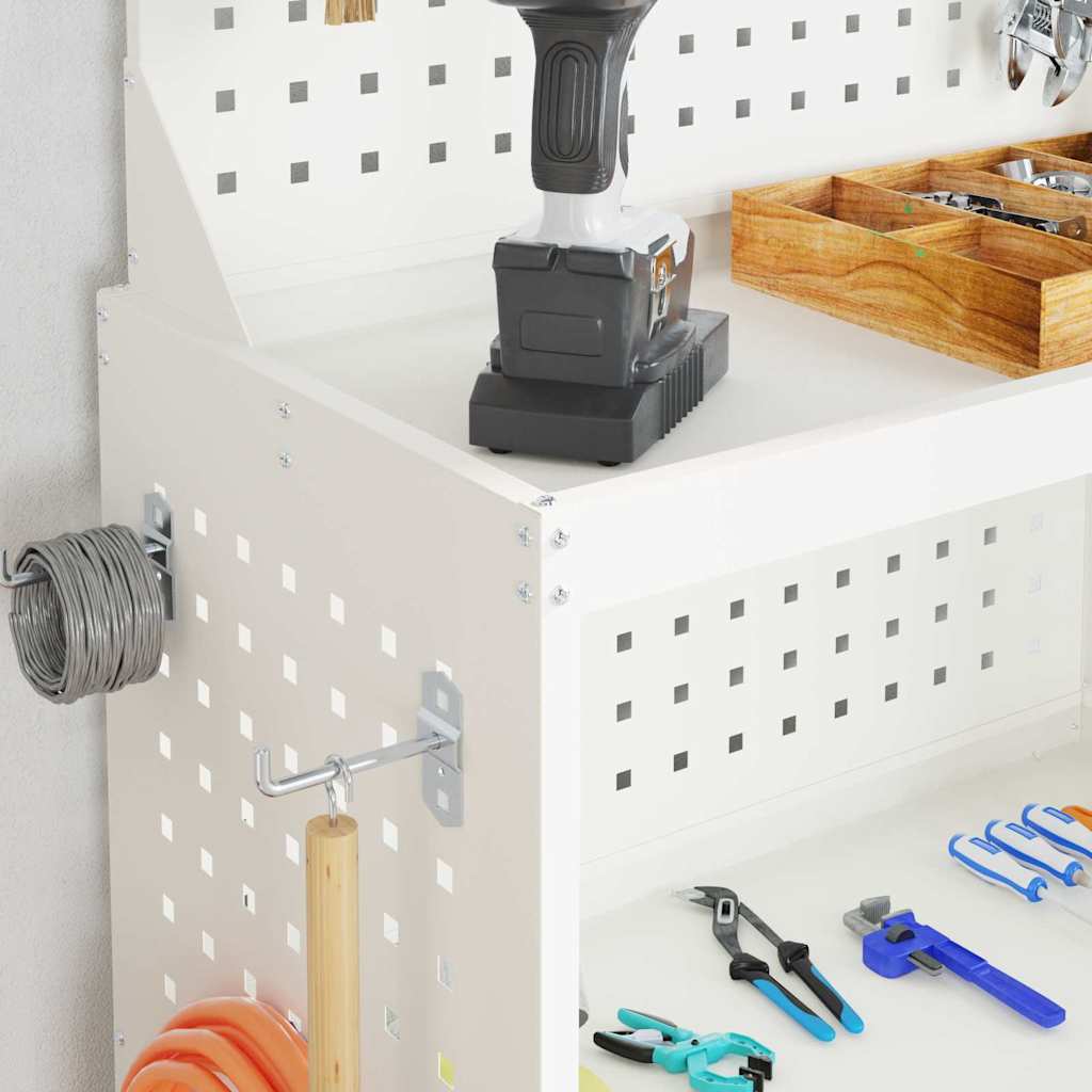 Cărucior pentru unelte cu raft cu roata Alb 65 x 35 x 111 cm GartenMobel Dekor