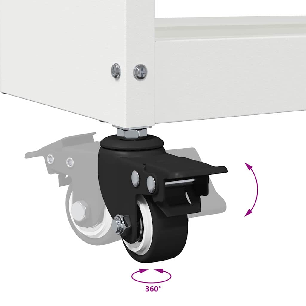 Cărucior pentru unelte cu raft cu roata Alb 65 x 35 x 111 cm GartenMobel Dekor
