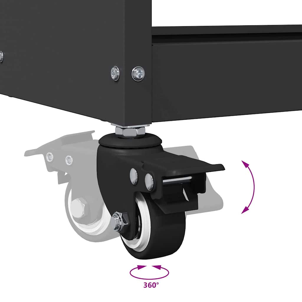 Cărucior pentru unelte cu raft cu roata Negru 75 x 35 x 73 cm GartenMobel Dekor