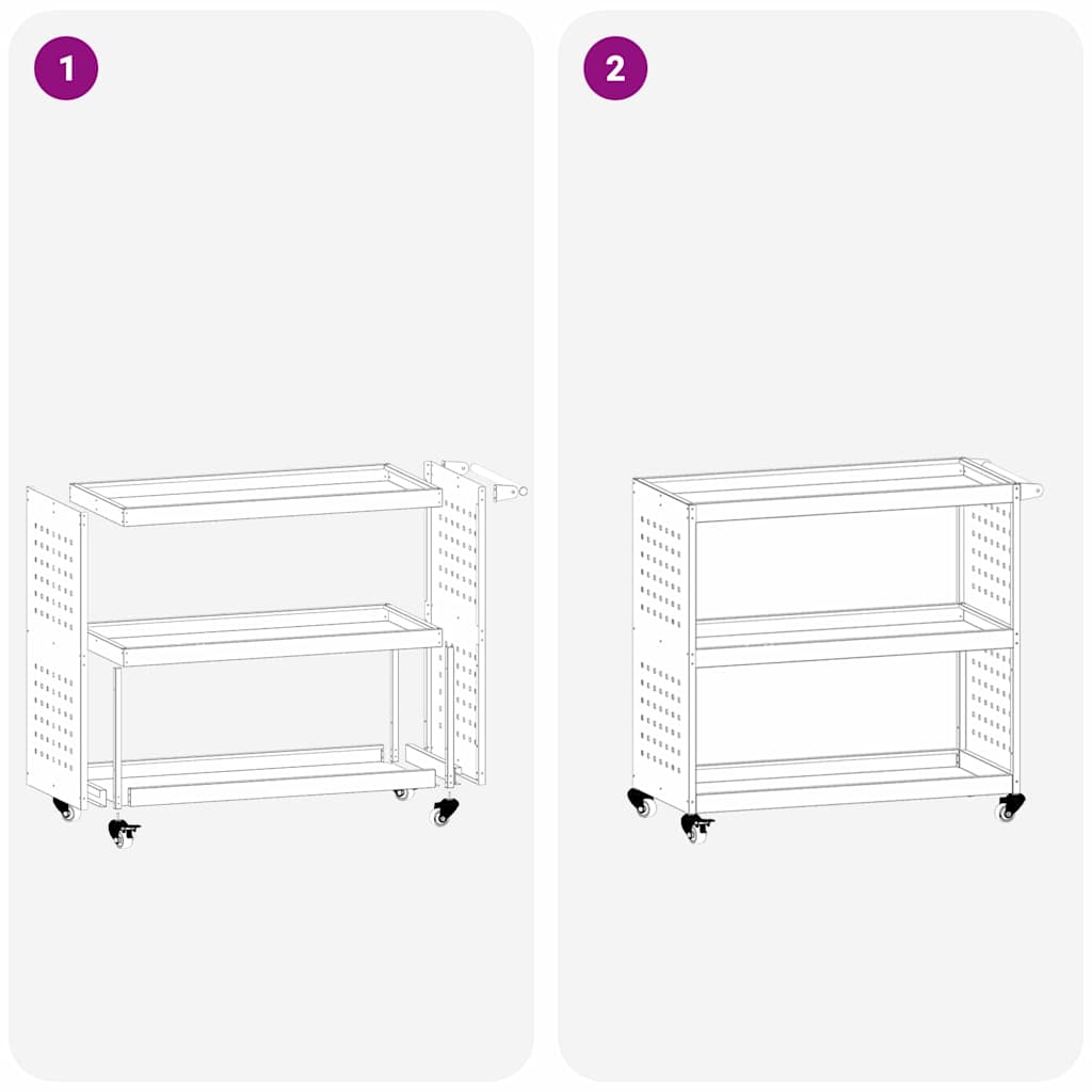 Cărucior pentru unelte cu raft cu roata Negru 75 x 35 x 73 cm GartenMobel Dekor