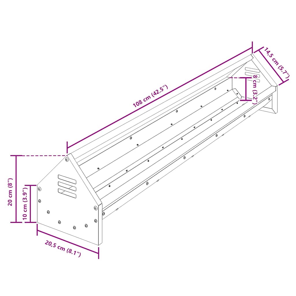 JGHEAB pentru hrănit pui Negru 108 x 20,5 x 20 cm GartenMobel Dekor