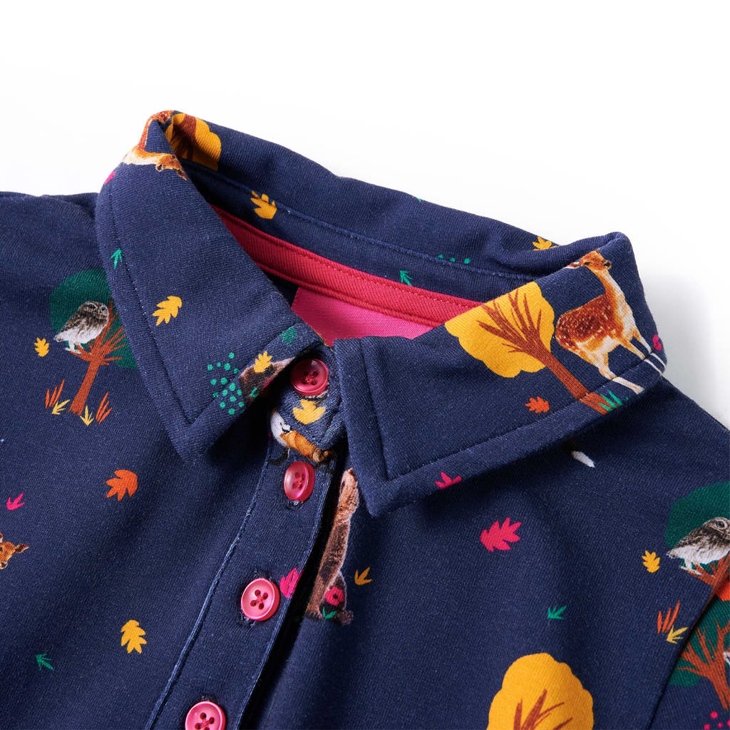 Rochie de copii cu mâneci lungi și șnur bleumarin 116 GartenMobel Dekor