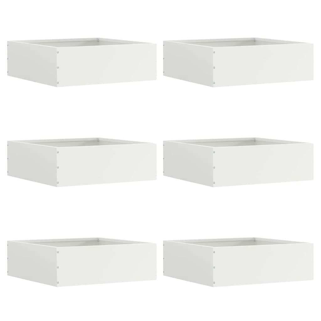 Margine pentru gazon 6 pcs Alb 40 x 40 x 13 cm Oțel GartenMobel Dekor